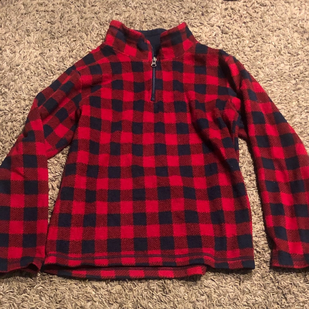 The Children's Place Red and Black Buffalo Plaid Half-Zip Fleece Pullover